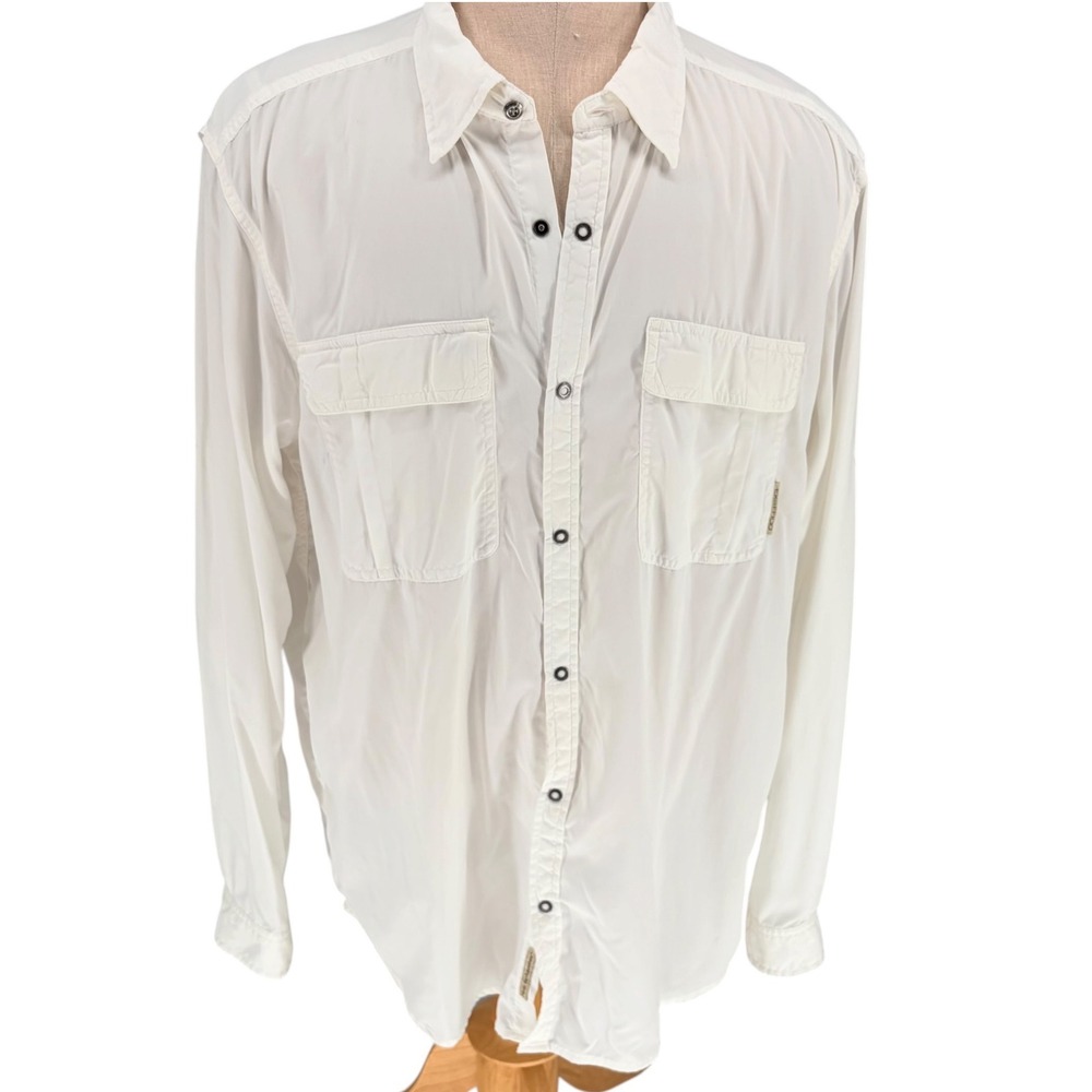 ExOfficio Shirt XL White Insect Shield Vented Long Sleeve Hiking Outdoor Button